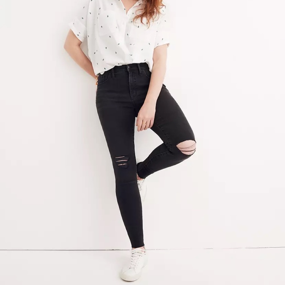 Madewell 9” mid rise black skinny jeans Size 35